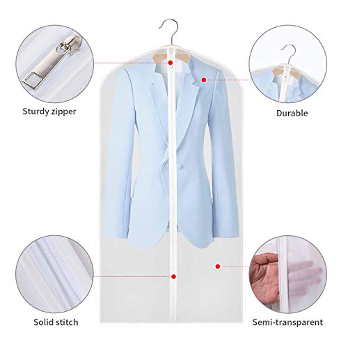 Aufisi Garment Cover Bag, Pack of 7 Premium Quality PEVA Moth Proof Clothes Covers Dustproof Clear Suit Garment Bag Breathable Full Zipper Dust Cover, 4 Pcs 40" x 24" Inch and 3 Pcs 47" x 24" Inch - Thumbnail 3