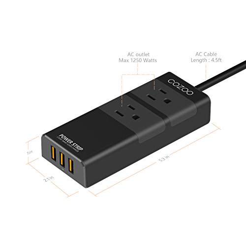 COZOO Aluminum 2 Outlet Travel Power Strip with USB Charger(3-Port Smart, 20W/4.0A) and 4.5ft Cord Made of Fire-Proof PC & Aluminum - Thumbnail 6