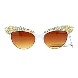 Womens Large Rhinestone Jewel Brow Lash Cat Eye Sunglasses