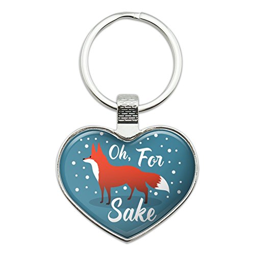 Oh For Fox Sake Funny on Teal Heart Love Metal Keychain Key Chain Ring