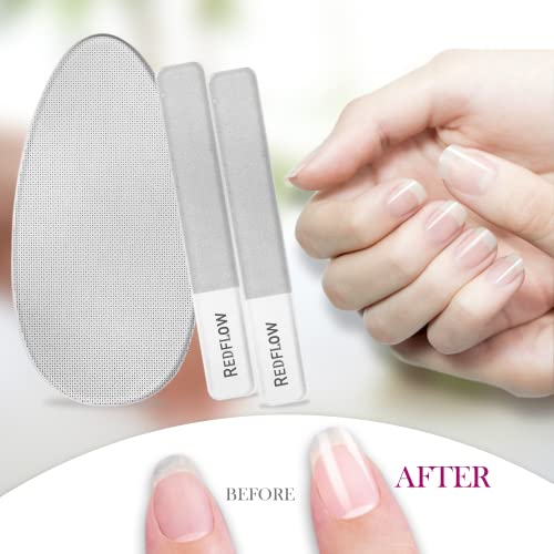 RedFlow Nail Buffer Set Contains 2 Nano Glass Nail Files and 1 Nano