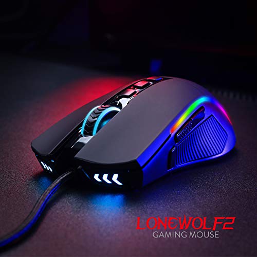 Redragon M721Pro Lonewolf2 Gaming Mouse, Wired Mouse RGB Lighting, 10