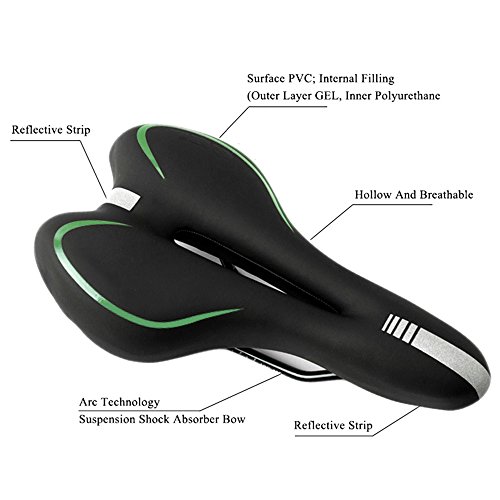 WarmCare Gel Bike Saddle Mountain Bike Seat Breathable Comfortable Professional Bicycle Seat Pad with Central Relief Zone and Ergonomics Design Fit for Road Outdoor Indoor