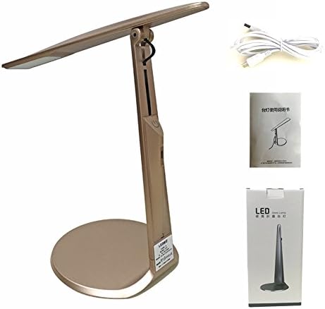 AOTOSOLO Instant on LED Desktop Lamp, 180 Degree Adjustable Arm, USB Charging Port, Glare-Free,Energy Efficient, ABS Plastic Foldable Reading Lamp for Bedside(Gold)