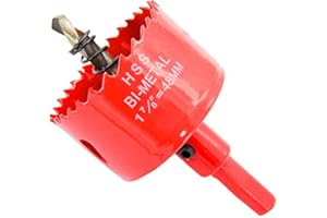 48mm Hole Saw LAIWEI Drill Bit HSS Hole Cutter with Arbor for Wood,PVC Board and Plasterboard(1-7/8"(48mm))