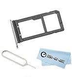 EShine SIM Card Holder Slot Tray Replacement + Sim Card Remover Eject Pin Key tool for Samsung Galaxy S7 Edge G935 (ALL CARRIERS)+ EShine Cloth (Silver)