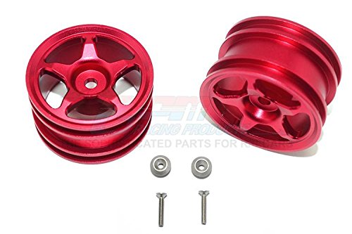 GPM Tamiya T3-01 Dancing Rider Trike Upgrade Parts Aluminum Rear Wheel (5 Poles Design) - 1Pr Set Red