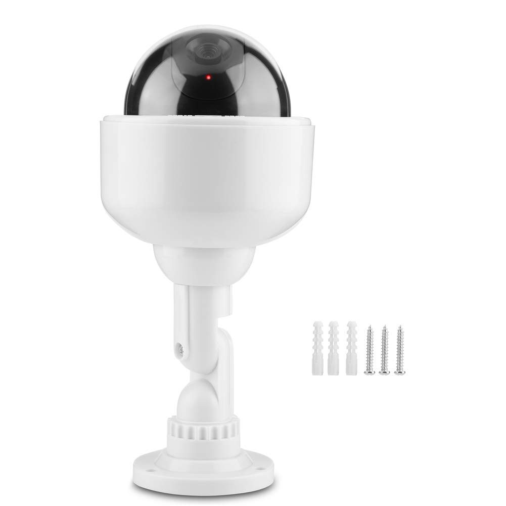 Lazmin Dummy Security Camera, Indoor Outdoor Fake Dome Dummy LED Solar Surveillance Security Motio Camera 360° Rotation