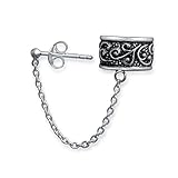 Bling Jewelry Celtic Swirl Tribal Ear Cuff with Chain One Piece 925 Silver
