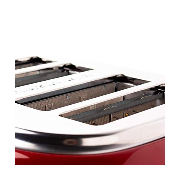 Haden-Jersey-Toasters-4-Slice-Toaster-Red-CD40 Haden Jersey Red Toaster 4 Slice – Electric Stainless Steel Toaster - Reheat and Defrost Functions - Self Center…