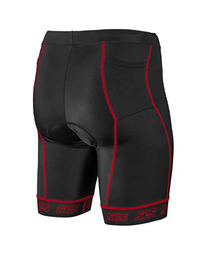 SLS3 Triathlon Men`s Tri Shorts | 2 Pockets | Black | FX 10 inches - Swim-Bike-Run (Black/Red, XL)