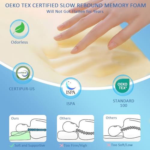 Memory Foam Pillow, Adjustable Butterfly Ergonomic Pillow, Cervical Neck Pillow for Pain Relief Contour Ergonomic Orthopedic Support Bed Pillow for Side Back Stomach Sleepers, Cooling Washable Cover