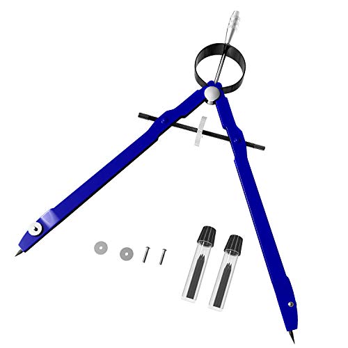 2 Pack Metal Compass with Lock Math Bow with Wheel Geometry Compass Divider Precision Student Compass for Drafting, Drawing, Measuring - Thumbnail 4