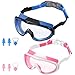 KNGUVTH Kids Swim Goggles, Pack of 2 No Leaking Swimming Goggles Anti-Fog UV Protection Crystal Clear Wide Vision Swim Glasses with Nose Clips + Ear Plugs for Children Early Teens
