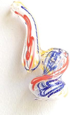 Glass 4" Inch Ribbon Swirl Water Bubbler- Smoothness at Your Finger Tips (Assorted Colors)