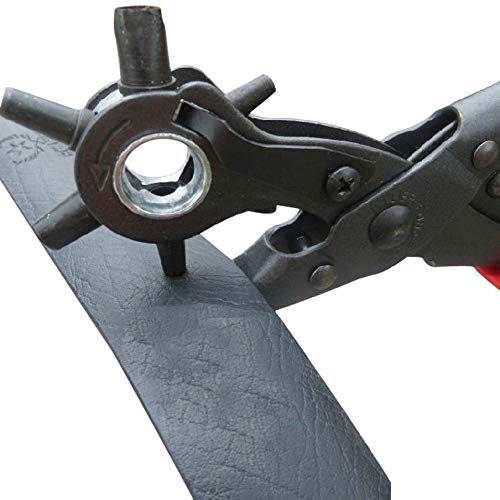 Leather Hole Punch Plier Set for Belts, Watch Bands, Straps, Dog Collars, Saddles, Shoes, Fabrics, DIY Home or Craft Projects. Super Heavy Duty Rotary Puncher, Multi Hole Sizes Maker Tool