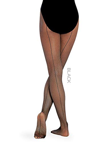 Body Wrappers Seamed Fishnet Tights, Black, 8-10
