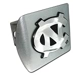North Carolina Tarheels Brushed Metal Trailer Hitch Cover with NCAA Chrome Metal Logo