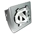 North Carolina Tarheels Brushed Metal Trailer Hitch Cover with NCAA Chrome Metal Logo