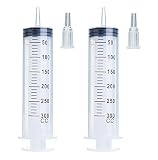 2 Pack 300ml Syringes, Extra Large Plastic Syringe for Glue Dispensing, Scientific Labs, Watering, Refilling, Multiple Uses