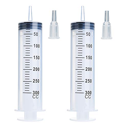 2 Pack 300ml Syringes, Extra Large Plastic Syringe for Glue Dispensing, Scientific Labs, Watering, Refilling, Multiple Uses