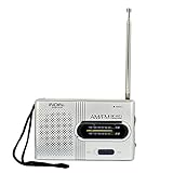 STree Mini Portable Pocket AM FM Radio Built-in Speaker with Telescopic Antenna, Silver