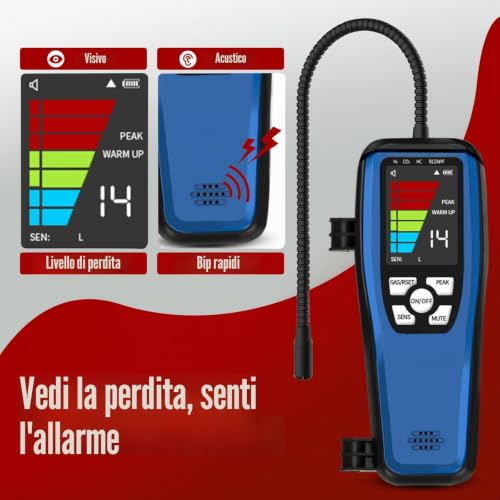 Aprvtio ALD-100 Rilevatore di perdite di refrigerante, fughe di gas refrigerante con batteria da 3000 mAh, Schermo da 2,8 piedi con funzione di allarme, rilevatori di gas per R32 R134a R454B R410A