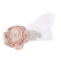 Evelin LEE Baby Vintage Cute Feather Headband Hair Hoops Wrap Rhinestone Flower