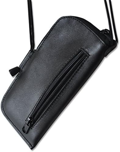 Mini messenger bag Kyocera Rally genuine leather case cover wallet with pockets zippers adjustable removable neck strap sleeve pocket