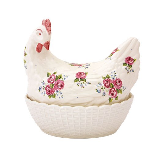 Fairmont & Main Pink Rosebuds Rosie Hen Egg Basket by Fairmont & Main