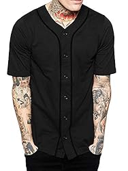 Hat and Beyond Mens Baseball Button Down Jersey