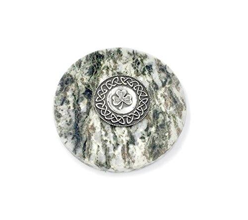 Irish shamrock medallion on connemara marble paperweigh…