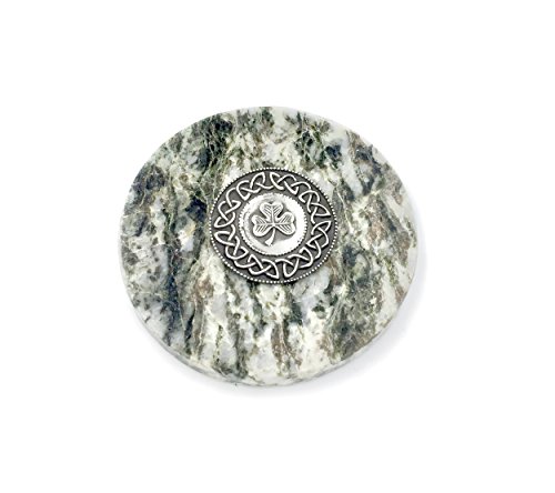 Irish Shamrock Medallion on Connemara Marble Paperweight