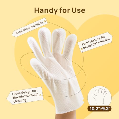 HICC PET Cleaning Deodorizing Glove Wipes for Dogs & Cats, Vet Recommended Hypoallergenic Hydrating & Nourish Fur Pet Grooming Glove Wipes, Pet Bathing Wipes for Horse Coat Care, 20pcs Coconut Scent