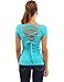 PattyBoutik Women Scoop Neck Lace Up Back Blouse (Turquoise Medium)