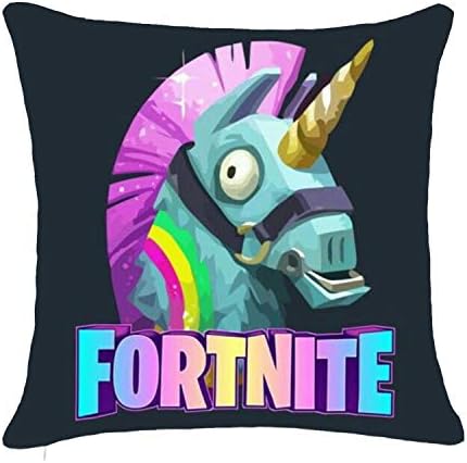 Square Throw Pillow Covers Soft Pillow Case Cotton Linen Pillowcase Zipper Cushion Double Sided Printing 18 x 18 inch - Fortnite Unicorn