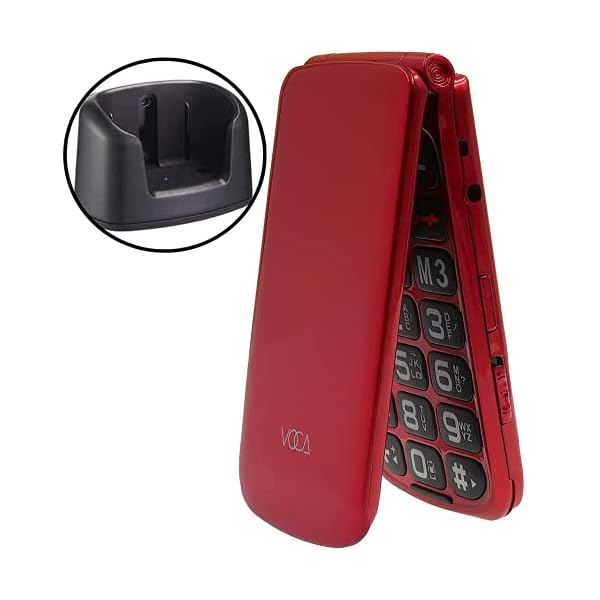 VOCA-V330-3G-Flip-Phone-Voice-Control-Big-Button-Simple-Easy-to-Use-Clamshell-Unlocked-SIM-Free-Senior-Red VOCA Big Button Mobile Phone for Seniors, Clamshell Phone, V330, Unlocked 3G, SOS Button, Speed Dial, and Charging…