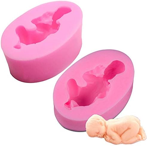 Pinacis 2 Pack Sleeping Baby Silicone Mould, Baby Shape Silicone Cake Mold Chocolate Cookies Sweet Mould Ice Cube Soap Mold Decoration Moulds