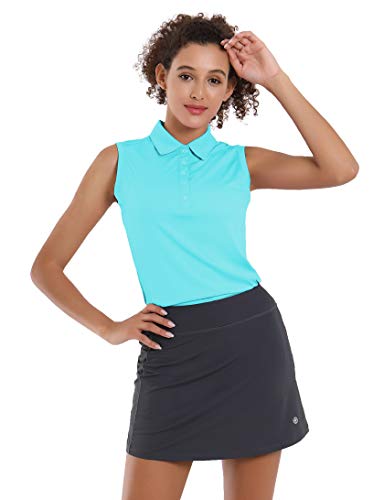 BUBBLELIME Women's UPF 50+ Golf Tennis Sleeveless Polo Shirts 5-Botton Quick Dry Moisture Wicking Activewear Outdoor Sports