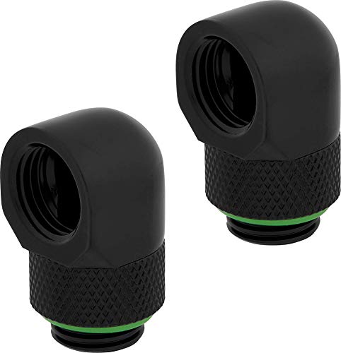 Corsair Hydro X Series, 90° Embouts Rotatifs, Lot De Deux (G1/4" Bspp Filetage Du Port, Solide Laiton Durabilité, Mécanisme De Rotation, Finition De Haute Qualité, Optimisés pour Les Débits) Noir