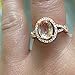 Halo Infinity Shank Ring Oval Simulated Morganite Round CZ Rose Tone Plated 925 Sterling Silver, Size-8