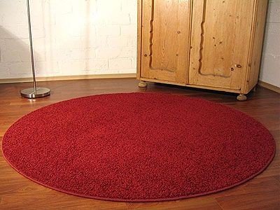 Teppich Hochflor Shaggy Cottage Rot Rund In 7 Grossen Grosse 133 Cm