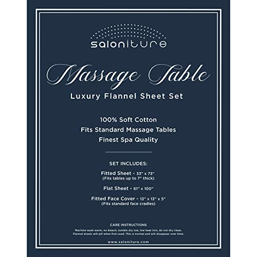 Saloniture 3Piece Flannel Massage Table Sheet Set Soft Cotton Facial