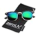 zeroUV Half Frame Semi-Rimless Horn Rimmed Sunglasses (Tortoise-Gold/Green-Blue Mirror)