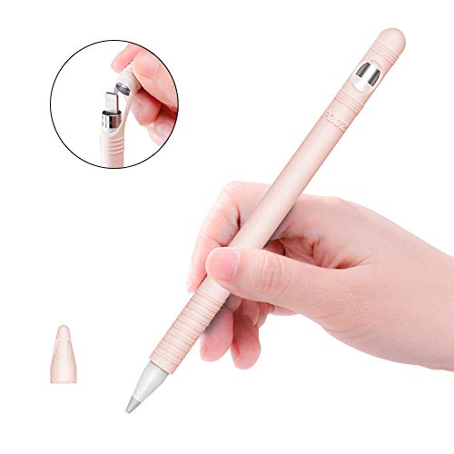 pzoz Case Compatible Apple Pencil 1st Case Elastic Protective Silicone Sleeve iPencil Grip Full Skin Cover Holder Pocket Pen Stick Pouch Accessories Kit Compatible for iPad Pro 9.7/10.5/12.9(Pink)