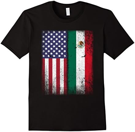Mens Mexican American Flag T-shirt Mexico Pride Distressed Tee 3XL Black