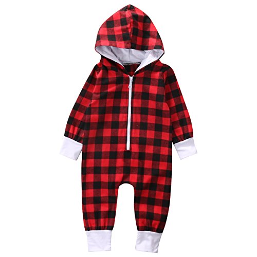 Hooded Jumpsuit Baby Plaid Romper Costume for Baby Girls Boys