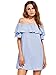 Milumia Women's Off Shoulder Ruffles Shift Loose Summer Vacation Mini Dress Blue Small