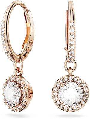 Orecchini pendenti Constella, Taglio tondo, Pavé, Bianchi, Placcato color oro rosa