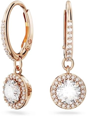 Pendants d'oreilles Constella, Taille ronde, Pavé, Blanches, Placage de ton or rosé
